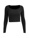 Solid Color Long Sleeve Knit Crop Top- Outfit