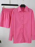 Tracksuit 2022 Shirt Shorts Two Piece Set Green Long Sleeve Top And Mini Shorts Suit Female Summer Lady Fashion