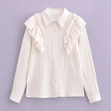 Spring 2024 Lotus Leaf Shirt Lapel Single-Breasted Shirt