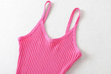 And Winter New Rib Flute Dress Elastic Tight Suspender Dress Knitted