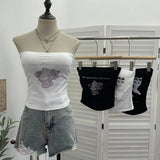 Diamond Tector Tset Coat Outside Wearing Bra Mat Babes Wrapped Bra Short Open Umbilly Printed Vest