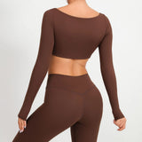 Zingj Tie Chest Pad Long Sleeve Yoga Suit Outdoor Running Fitness Suit Quick Dry Long Sleeve T-Shirt Sports Top Women-Outfit