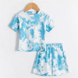 Baby Girls Tie-dye Printed Clothes Sets For 1-5Y Summer Short Sleeve Print Boy T Shirts Tops+Shorts Pants Kids Boy