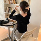 Long-Sleeved T-Shirt Autumn And Winter Korean Version Of Slim Short Bottomed Shirt Minority Design Farewell To Underwear