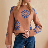 Flower Color Design 2025 New Autumn And Winter Leisure Knitted Sweater Top Long-Sleeved Female