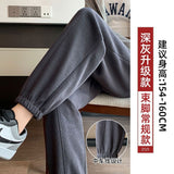 Zingj Grey Sports Pants Women's Fall Foot 2024 New Little Harlan Casual Pants Fall Thin-Outfit