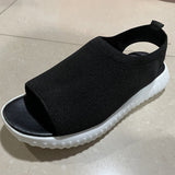 The Summer Of 2024, New Women's Shoes Are Woven In Breathable Solid Color Ladies' Sandals, Fish Mouth, Flat Heel And Beach Low-Top Women's