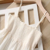 Spaghetti Strap Dresses Women French Style Backless Hotsweet Mini Casual Holiday Summer Female Temperament Ruffles
