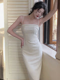 Backless Sexy Strap Summer Women Midi Dresses Sleeveless Camisole Evening Party Clothes Lady Robe