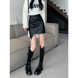 Future Traf Skirt Office Lady Above Knee Non Strech A Line Leather Mini Skirts Korean Version Fashion The Price
