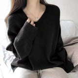 Zingj Lazy Wind V-Neck Sweater Women Look Loose And Thin, Wearing Knitted Bottomed Sweaters