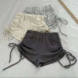 Ulzzang drawstring shorts women solid high waist punk y2k elastic summer shorts sexy casual fashion kpop harajuku