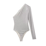 New Bright Silk Mesh Asymmetrical Slimming Jumpsuit