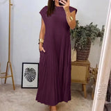 New Women's Dress Elegant Fashion Round Neckless 100 Foldless