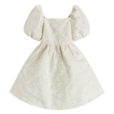 French Puff Sleeve Square Collar Puffy Evening Dress Bow Summer Backless Elegant High Waist Mini Prom Dress Retro
