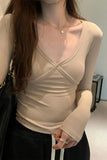 Sense Of European V-Collar Long-Sleeved T-Shirt A New Style Of Foreign Style For Women In Autumn And