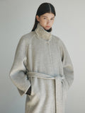 [Daihe] Winter New Leisure Vertical Collar Crisp Silk Wool Vertical Silhouette Double-Sided Woolen Coat H7795-Outfit