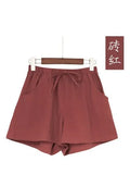 Cotton Women's Shorts Basic Elastic High Waisted Sports Short Pants Women A Line Solid Loose Wide Shorts Student