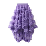 Skirt Candy Loose Waist Fairy Net Yarn Skirt Fluffy Irregular Lotus Leaf Side Cake Skirt