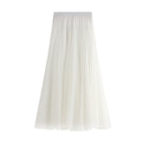 Long Yarn Skirt Half Dress Girl Autumn And Winter High Waist Long Net Yarn Skirt 100 Folding Skirt A Skirt Fairy Dress