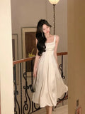 Midi Dresses for Women 2023 Summer New Korean Elegant Satin Vestido Wedding Evening Party Prom Clothes Female Dress