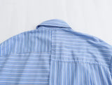Autumn Style Stitched Striped Asymmetrical Loose Shirt