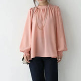 Loose Puff Long Sleeve Shirts Women 2023Spring Autumn Korean Fashion Chiffon Blouse Women Solid Tops New Blusas