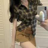 Shirts Women Vintage Sexy Crop Tops Streetwear Chic Summer Y2k Skinny Camisas Fashion College Kpop Casual Temperament
