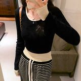 Style Jumper Color Minority Long-Sleeved Sweater Women's Autumn And Winter New Small Short Style Bottom Sweater