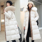 Cotton Dress Female Long Over-Knee Big Collar Cotton-Padded Clothes 2024 Winter New Korean Version Of The Thick Loose Large Size Coat-Outfit