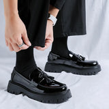 Zingj Small Leather Shoes Men's Platform Korean Version Of Tassel A Foot Pedal Formal Casual Height Hair Stylist Men's Shoes