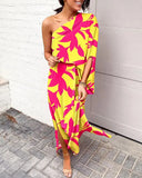 Independent Station Sexy And Popular Style Oblique Shoulder Single-Sleeved Dress For