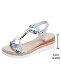 And Summer New Round Head Flat Bottom Heel Sandals Women Weaving Beads Toe Bohemian Thick-Soled Beach