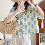 Elegant Social Women's Shirt Oversized Shirt Women's Summer Blouse 2024 Kawaii Shirt Short Sleeve Beach Cover