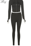 Active Outwear Solid Two Pieces Sets for Women Zipper Jacket+High Waist Pants Body-Shaping Matching Outfits