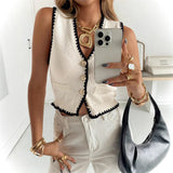 Sleeveless Vest Skirt Folding Drawstring Repair Kitted Dress Dress