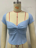 Zingj Base Kink Knit Short Sleeve Short Tight Crop Sexy Elastic Minority Women-Outfit