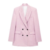 New Women's Double-Breasted Suit Jacket Straight Trousers 8194394