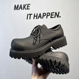 Zingj Shoes Men's Shoes Black Dumb Bright White Head Leather Shoes 2023 New Autumn And Winter Thick Bottom Tide Shoes