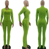 Women Solid 2 Piece Set Tracksuit Autumn Long Sleeve Zipper Coat Pencil Pants with Pockets Slim Jogging Sweatpant
