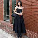 Zingj Hepburn Wind Split The Waist Sling Small Black Skirt Small Senior Feeling Beautiful Back Bouffant Skirt 2023 New