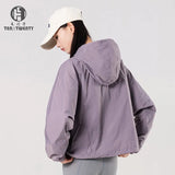 Ten-Twenty Fall Thin Hooded Trench Coat Bat Sleeve Sun Protection Suit Outdoor Short Jacket Jacket Women-Outfit