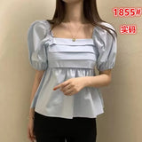 Korean 2023 New Shoulder Bubble Sleeve Short-Sleeved