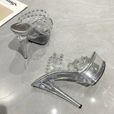 Zingj Fashion Summer New Pointed Transparent Waterproof Platform Fine Heel Fashion Runway Ultra High Heel Women's Single Shoes And