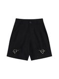 Vintage Gothic Black Shorts Wide Leg Knee Length Pants Loose Hip Hop Streetwear Harajuku High Waist Femme Y2k Punk