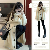 Zingj And Winter Design Sense Niche Languid Lazy Wind Cardigan Sweater Coat Female Retro Long-Sleeved Sweater Jacket