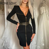 Women Plain Zipper Design Long Sleeve Dress Shirt Dress Elegant Fashion Party