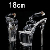Women Shoes Sandals 2020 Platform Transparent Straps Model T Stage Show Thin High-heele 15/18cm Female Waterproof Bride