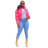 Coat Neon Color Women Cropped Puffer Jacket High Street Winter Warm Thick Parka Down Coat Short Jacket Outwear