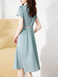 Collared Color Wave Point Skirt 24 Summer New Waist Simple Temperament Elegant Fashion Age Reduction Women's